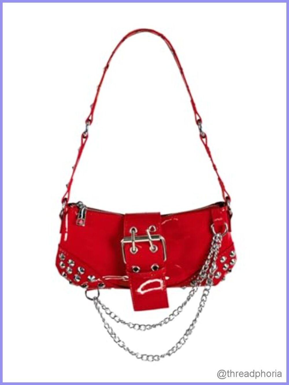 Vintage Y2K Studded Polyurethane Shoulder Bag Chain Clutch Purse Women
